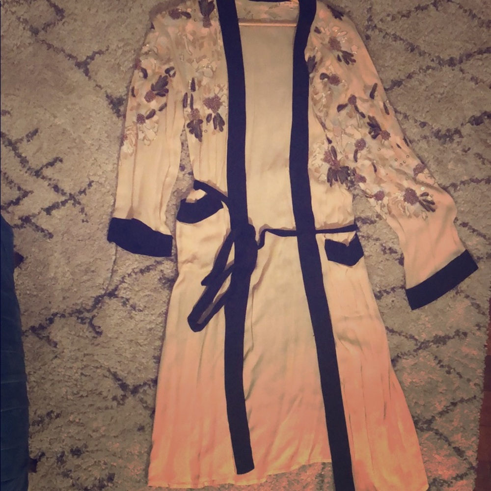 Beaded and embroidered duster robe